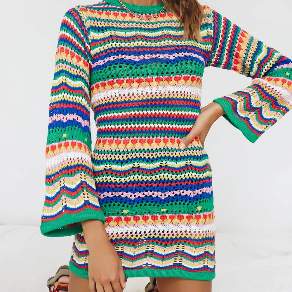 Verge girl queen of peace dress-rainbow crochet